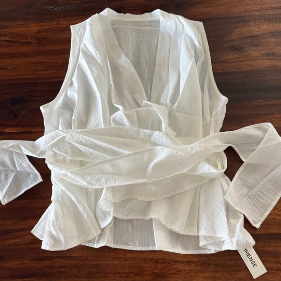 COMMENSE Wrap Tie Peplum Top Size L - Picture 2 of 3